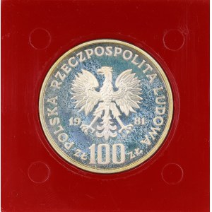 PRL. PRÓBA Srebro. 100 zł. KOŚCIÓŁ MARIACKI W KRAKOWIE, 1981.