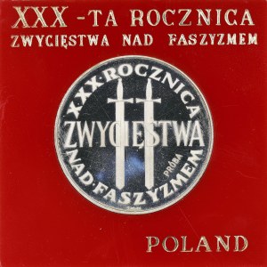 PRL. PRÓBA Srebro. 200 zł. XXX ROCZNICA ZWYCIĘSTWA NAD FASZYZMEM - MIECZE, 1975.