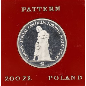 PRL. PRÓBA Srebro. 200 zł. CENTRUM ZDROWIA MATKI POLKI, 1985.