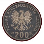 PRL. PRÓBA Miedzionikiel. 200 zł. SOWA, 1986.