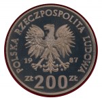 PRL. PRÓBA Miedzionikiel. 200 zł. IGRZYSKA XXIV OLIMPIADY - TENIS, 1987.