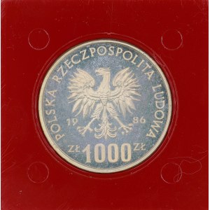 PRL. PRÓBA Srebro. 1 000 zł. NARODOWY CZYN POMOCY SZKOLE, 1986.
