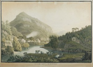 Jacob Philipp HACKERT (1737-1807) - według, rytował H. SCHUTZ, 1 poł. XIX w., Widok na Mont Liberatorio w Molina, 1818