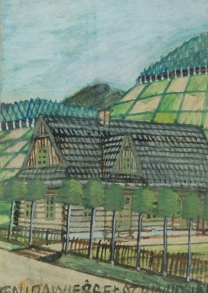 Nikifor KRYNICKI (1895-1968), Dom pod wzgórzem