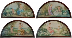 Raimund GERMELA (1868-1945), Zestaw 4 malowideł dekoracyjnych z historią Amora, 1915