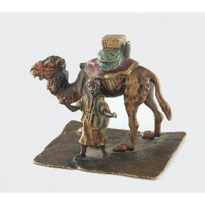 Franz Xavier BERGMANN (1861-1936), Figurka Beduina z wielbłądem