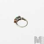 Stříbrný prsten 925 s přírodním citrínem, topazem a ametystem