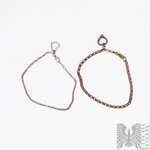 Two Heart Bracelets, Belcher Braid, 925 Silver