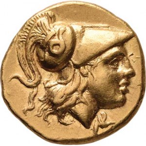 Makedonie, Alexandr III. Veliký, 336 - 323 př.Kr., Statér, Hlava Atény v korintské přilbě zprava /