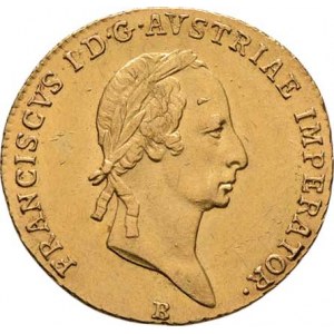 František II., 1792 - 1835, Dukát 1826 B, Kremnica, 3.479g, nep.hr., nep.rysky,