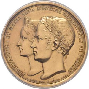 Ferdinand V. a Marie Anna, 12 Dukátová medaile na korunovaci v Miláně 6.9.1838 -