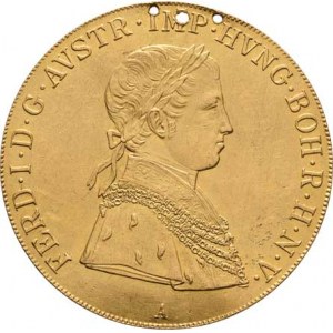 Ferdinand V., 1835 - 1848, 4 Dukát 1843 A, Vídeň, 13.335g, s třemi drobnými