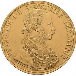 František Josef I., 1848 - 1916, 4 Dukát 1877 (pouze 5.970 ks), 13.788g, dr.hr.,