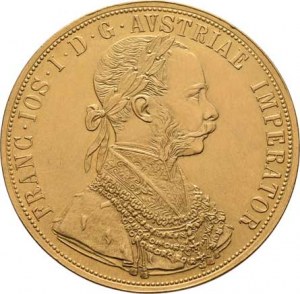František Josef I., 1848 - 1916, 4 Dukát 1877 (pouze 5.970 ks), 13.788g, dr.hr.,