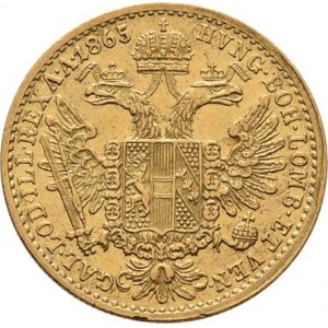 František Josef I., 1848 - 1916, Dukát 1865 A, 3.474g, nep.hr., nep.rysky, pěkná