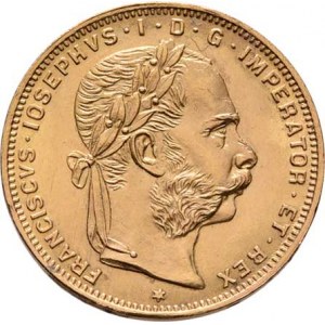 František Josef I., 1848 - 1916, 8 Zlatník 1892 - novoražba, 6.447g, nep.hr., pěkná