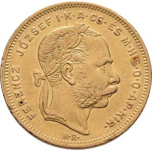 František Josef I., 1848 - 1916, 8 Zlatník 1876 KB, 6.413g, nep.hr., nep.rysky, pěkná