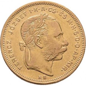 František Josef I., 1848 - 1916, 8 Zlatník 1878 KB, 6.422g, nep.hr., nep.rysky, pěkná
