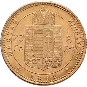 František Josef I., 1848 - 1916, 8 Zlatník 1882 KB, 6.431g, nep.hr., nep.rysky, pěkná