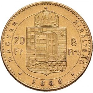 František Josef I., 1848 - 1916, 8 Zlatník 1888 KB, 6.448g, nep.hr., nep.rysky, pěkná