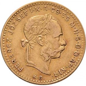 František Josef I., 1848 - 1916, 4 Zlatník 1887 KB (pouze 39.000 ks), 3.203g,