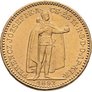 František Josef I., 1848 - 1916, 20 Koruna 1893 KB, 6.770g, hrany, nep.rysky, pěkná