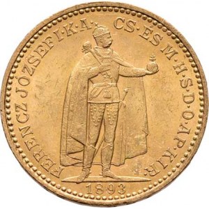 František Josef I., 1848 - 1916, 20 Koruna 1893 KB, 6.768g, nep.hr., nep.rysky, pěkná