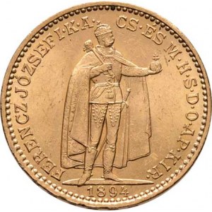 František Josef I., 1848 - 1916, 20 Koruna 1894 KB, 6.771g, nep.hr., nep.rysky, pěkná