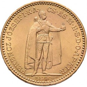 František Josef I., 1848 - 1916, 20 Koruna 1894 KB, 6.765g, nep.hr., nep.rysky, pěkná