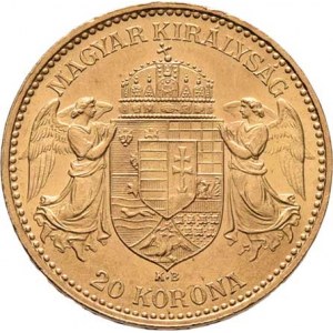 František Josef I., 1848 - 1916, 20 Koruna 1895 KB, 6.773g, nep.hr., nep.rysky, pěkná