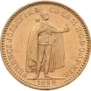 František Josef I., 1848 - 1916, 20 Koruna 1899 KB, 6.767g, nep.hr., dr.rysky, pěkná