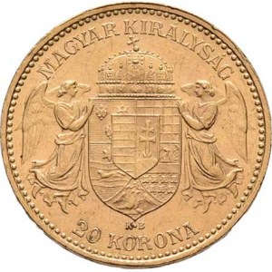 František Josef I., 1848 - 1916, 20 Koruna 1899 KB, 6.767g, nep.hr., dr.rysky, pěkná