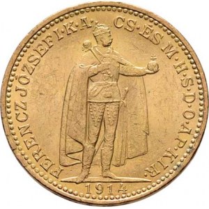 František Josef I., 1848 - 1916, 20 Koruna 1914 KB, 6.772g, nep.hr., nep.rysky