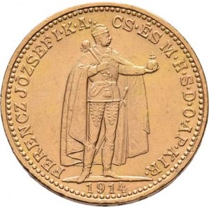 František Josef I., 1848 - 1916, 20 Koruna 1914 KB, 6.770g, nep.hr., nep.rysky, pěkná
