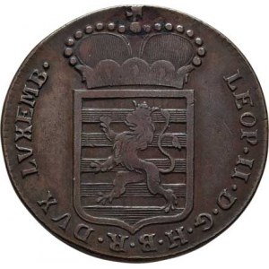 Leopold II., 1790 - 1792, Cu Sol 1790 H, Günzburg pro Lucembursko, M-A.293,