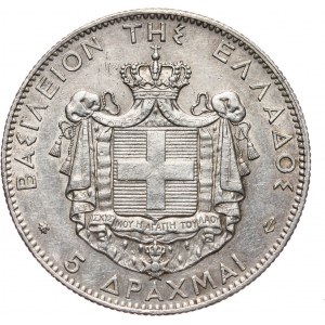 Greece, George I, 5 Drachmai 1875 A, Paris