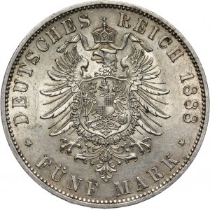 Germany, Prussia, Friedrich III, 5 Marks 1888 A, Berlin