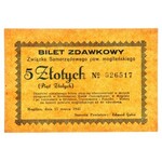 Mogilno, Związek Samorządowego powiatu mogileńskiego, bilet zdawkowy 5 złotych 15.03.1945 