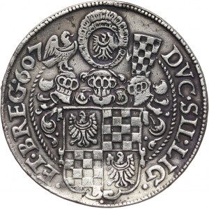Śląsk, Księstwo Legnicko-Brzesko-Wołowskie, Jan Krystian Brzeski i Jerzy Rudolf Legnicki, talar 1607, Brzeg