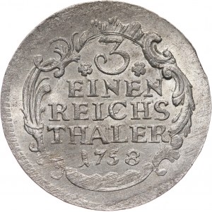 Germany, Brandenburg-Prussia, Friedrich II, 1/3 Taler 1758, Dresden