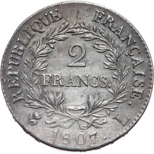 Francja, Napoleon I, 2 franki 1807 L, Bayonne