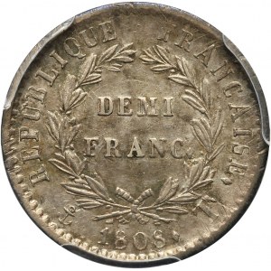 Francja, Napoleon I, 1/2 franka 1808 T, Nantes