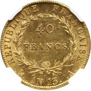 Francja, Napoleon I, 40 franków AN 13 A, Paryż