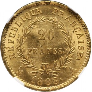 Francja, Napoleon I, 20 franków 1808 A, Paryż