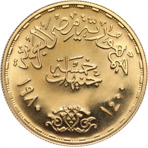Egypt, 5 Pounds AH1400 (1980), President Sadat