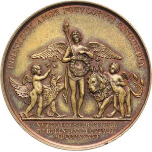 Niemcy, Hesja-Darmstadt, Karl Wilhelm Ludwig, medal z 1836 roku, ślub z księżniczką Elżbietą