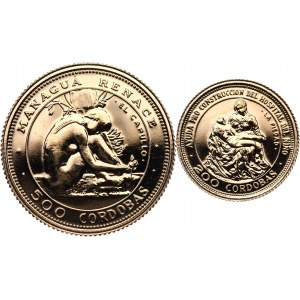 Nikaragua, zestaw monet 200 i 500 cordobas 1975