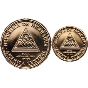 Nikaragua, zestaw monet 200 i 500 cordobas 1975