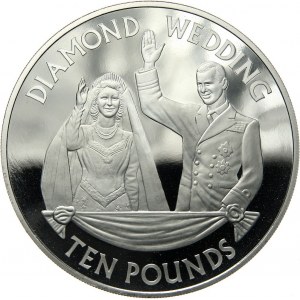 Wielka Brytania, Jersey, Elżbieta II, 10 funtów 2007, Diamentowe Gody