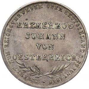 Germany, Frankfurt, 2 Gulden 1848, Johann von Oesterreich